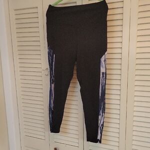 Black and Blue Patterned Mid Calf Leggings